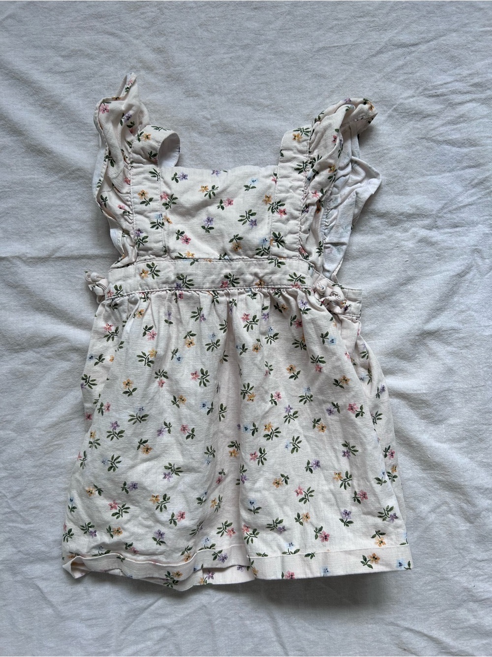 Zara White Floral Ruffled Sundress with Pastel Flowers